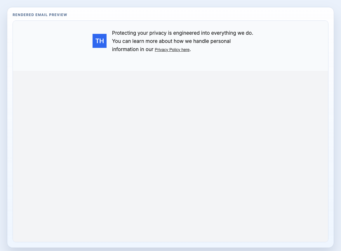 Privacy Note Icon Left rendered email block preview