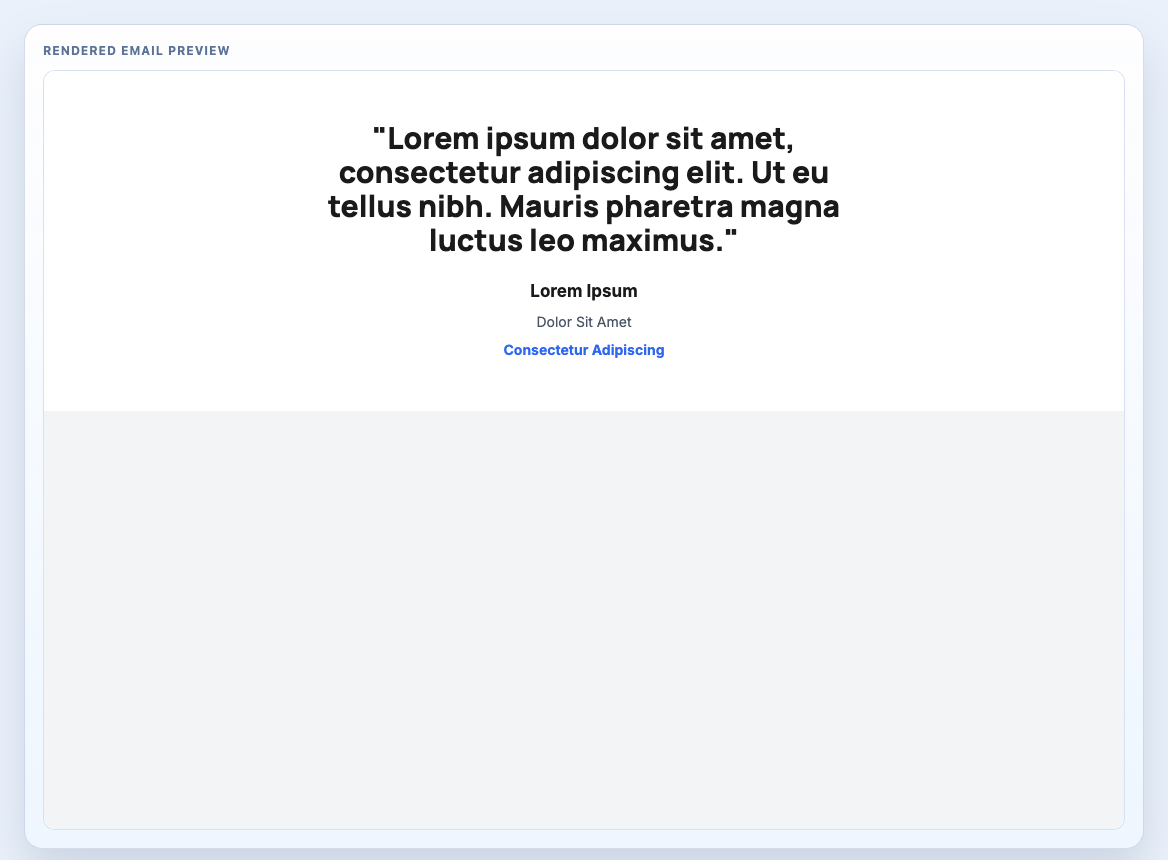 Testimonial / Quote rendered email block preview